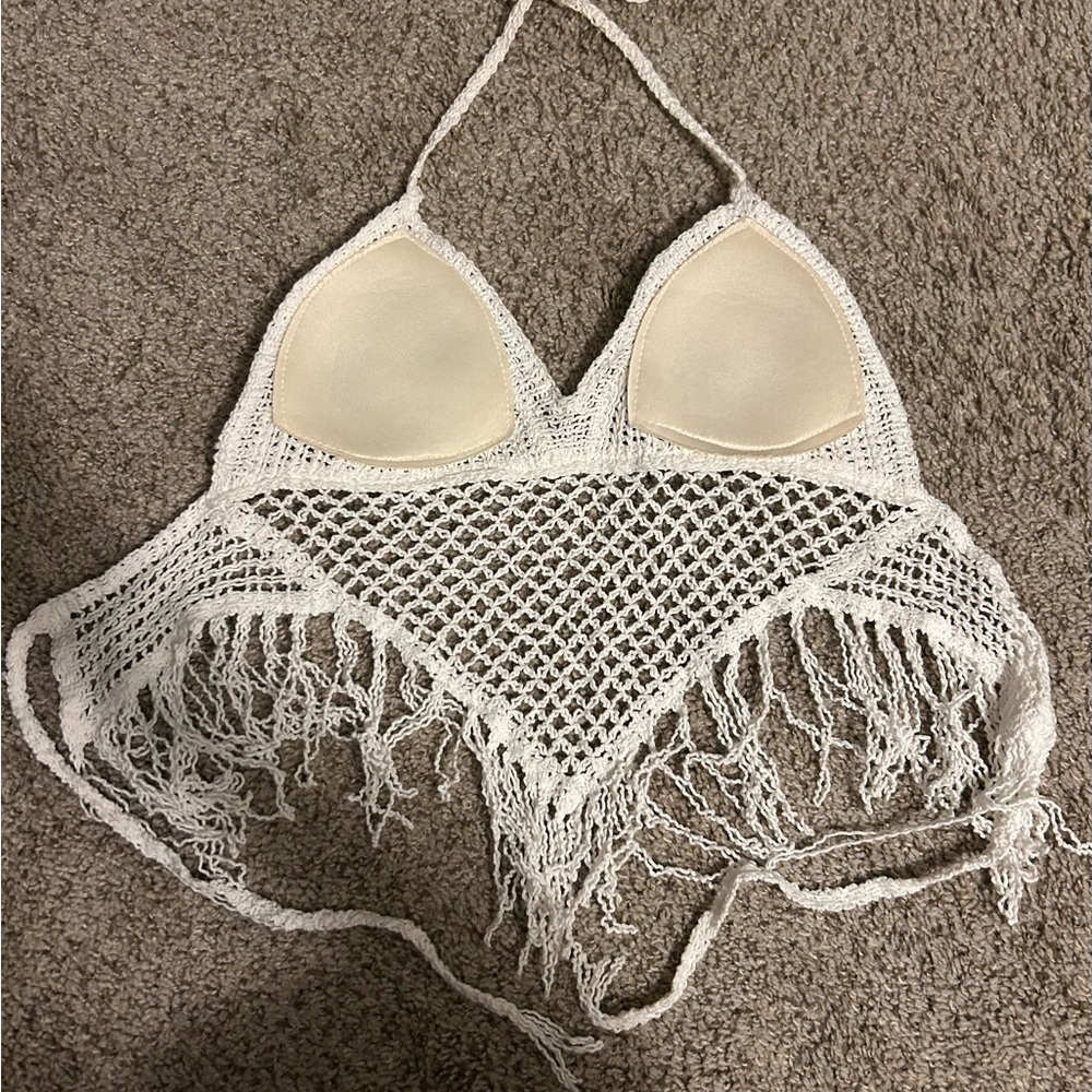 2/$15 Crochet Halter Top with Fringe - Picture 5 of 7